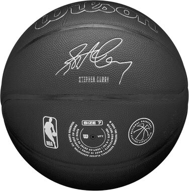Баскетбольний м'яч Wilson NBA Player Evergreen, розмір 7, чорний, з покриттям Pure Feel, для гри на вулиці, вологостійкий, модель Curry