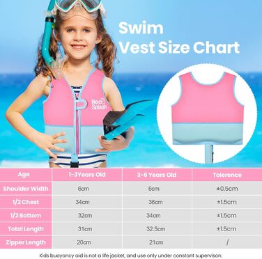 Дитяча жилетка для плавання Kinder Mädchen Junge, допомога у плаванні для малюків 1-6 років, регульовані ремінці безпеки KS-PB 3-6