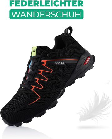 Черевики для трекінгу та трейлраннінгу для жінок та чоловіків, чорно-помаранчеві, 46 EU