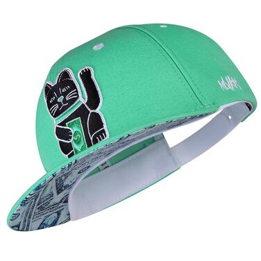 Кепка-снэпбек Nebelkind з принтом Winkekatze, унісекс, регульований розмір, м'ятно-зелена, стильна бейсболка в стилі streetwear