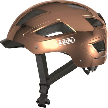 Велосипедний шолом ABUS Hyban 2.0 з LED-ліхтарем, ABS-оболонка, для дорослих, бронзовий (chrome rosé), розмір M (52-58 см)