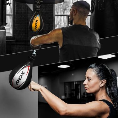 Боксерська груша RDX Speed Bag з поворотним кріпленням, шкіряний, для ударів, MMA, муай-тай, фітнесу, тренувань, кікбоксингу, домашнього залу, жовтий