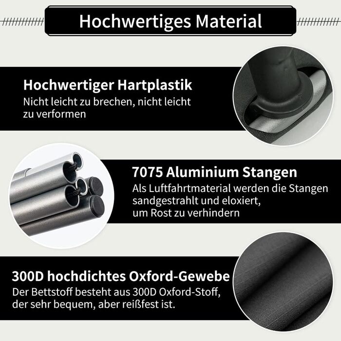 TOMOUNT Легке розкладне ліжко з алюмінію для кемпінгу - компактне, портативне, для відпочинку на природі, подорожей, пляжу (зелене/чорне)