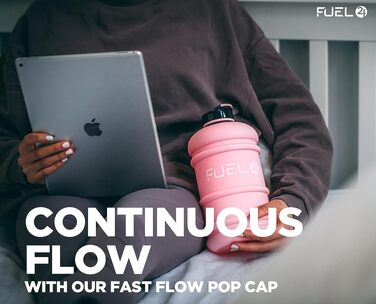 Спортивна пляшка для води Fuel24 Jug 2,2 л з поп-кришкою та ручкою, рожева, без BPA, для залу та фітнесу