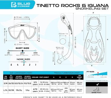 Набір для снорклінгу Cressi Tinetto Rocks Dry Set для дітей (S/M), аква-зелений/білий