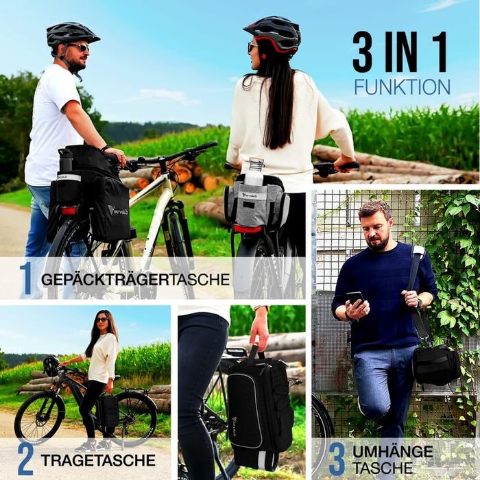 MIVELO велосипедна сумка на багажник, ізотермічна, водонепроникна, 20 л, чорна, термосумка для велосипеда