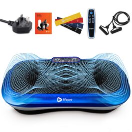 Віброплатформа LifePro Waver для лімфодренажу, активації м'язів та тренування всього тіла (синя) + 2 петлі + 4 резинки + пульт
