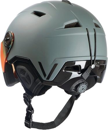 Шолом гірськолижний BLACK CREVICE Vail I з візором, чоловічий та жіночий, полікарбонат, регульований, матовий білий Carbon/чорний (M (55-58 см), матовий gun/блискучий чорний)