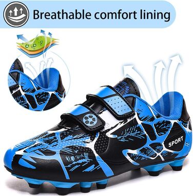 Дитячі футбольні бутси для хлопчиків та дівчаток, Outdoor, Kunstrasen, Spikes, 28-37EU (29 EU, Blue)