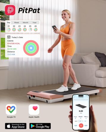 Walking Pad Lacuffy 2.5 HP: біговий доріжки для дому зі столом та Smart App, до 136 кг (Золотий, 80 см)