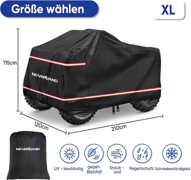 Покривало для квадроцикла NEVERLAND XXXL 256x110x120 см - захист від бруду, сонця, дощу та зимових умов. Оксфорд 210D, оранжевий, з фосфоресцентним покриттям.