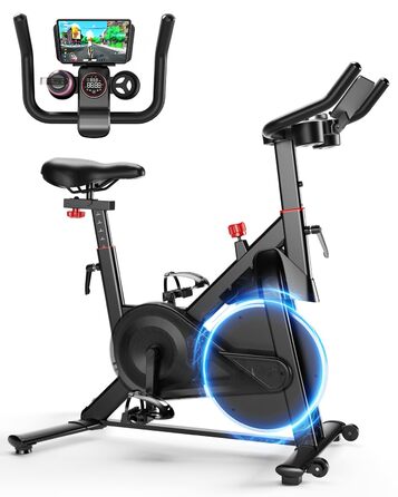 Магнітний велотренажер Lacuffy з AI-коучем та додатком, регульований опір, LCD-дисплей, до 136 кг, безшумний домашній ергометр