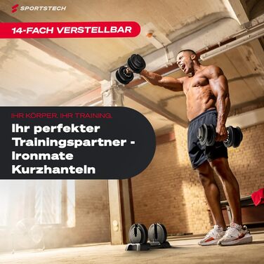 Ironmate Регульовані гантелі для дому, 1.5-18/24/40 кг, з набором дисків, 12-16 ваг, компактні, з неслизьким грифом, для силових тренувань, з підставкою (Ironmate 24 чорні)