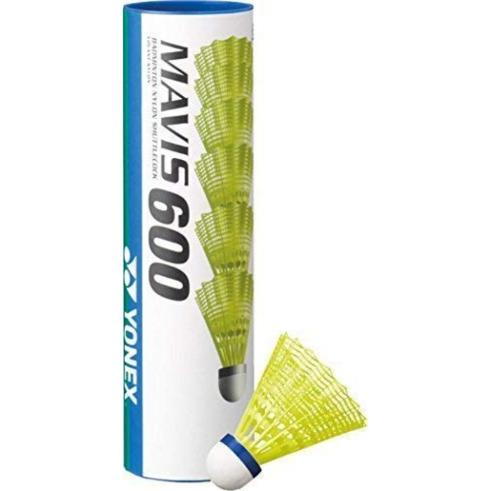 Волан для бадмінтону Yonex Mavis 600, нейлон, середній темп, 6 шт., жовтий