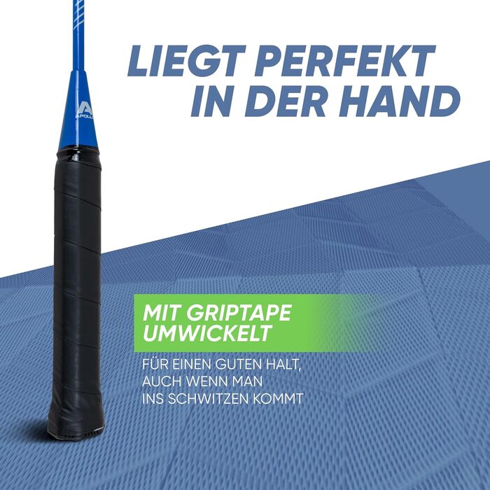 Набір для бадмінтона Apollo Match Pro 400: ракетки для дітей та дорослих, легкі алюмінієві ракетки, комплект з сумкою (синьо-зелений)