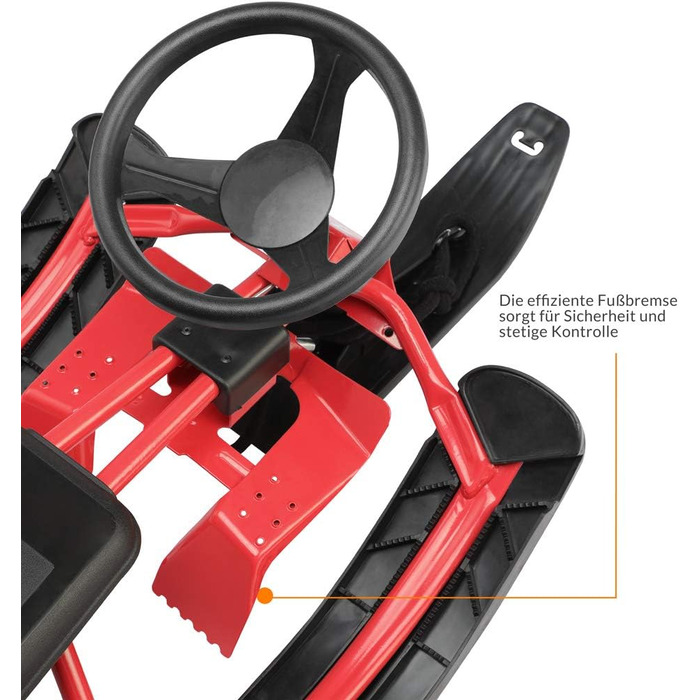 Дитячий санний боб Monzana SR 400red - 75 кг, з гальмом, спинкою та ручкою