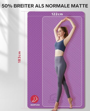 Килимок для йоги HAPBEAR XXL, нековзкий, спортивний, фітнес-мат для дому, залу, пілатесу, 183x122/198x137 см, 6 мм, міцний