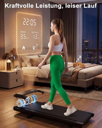 Бігова доріжка Lacuffy Walking Pad з нахилом та AI-тренуванням, керування через додаток, для дому та під стіл, макс. 136 кг, 90 см, чорна