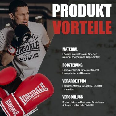Боксерські рукавички Lonsdale Ashdon 14oz червоно-білі, унісекс, для дорослих