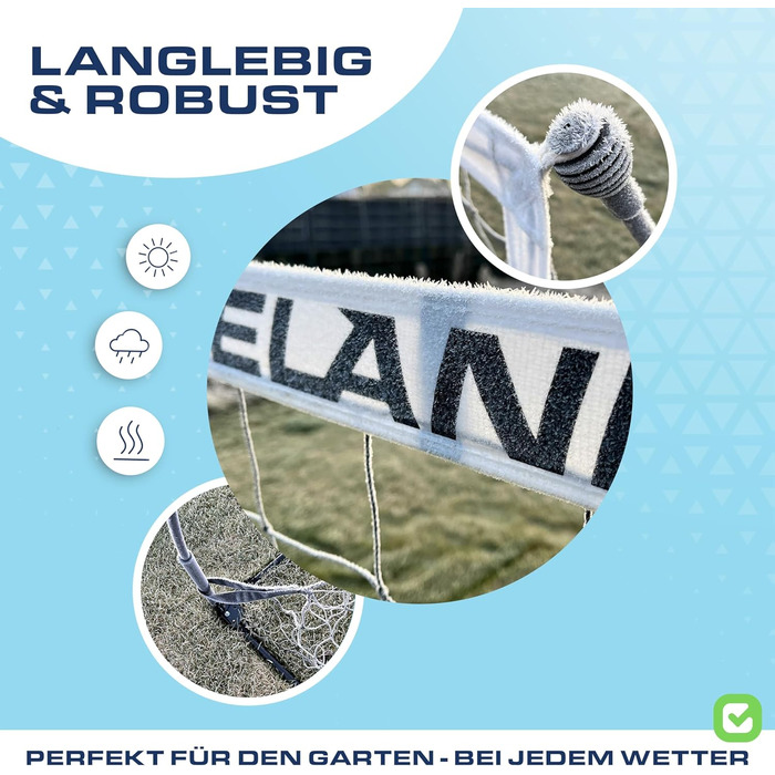 Дитячі футбольні ворота ELANI 240x150 см, великі, безпечні, стабільні, для саду, з чохлом та 8 кілочками, всепогодні, також для гандболу