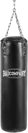 Боксерський мішок Bad Company з вініловим покриттям, наповнений/порожній, чорний, 80-180x35 см, з важким сталевим ланцюгом на 4 точки кріплення