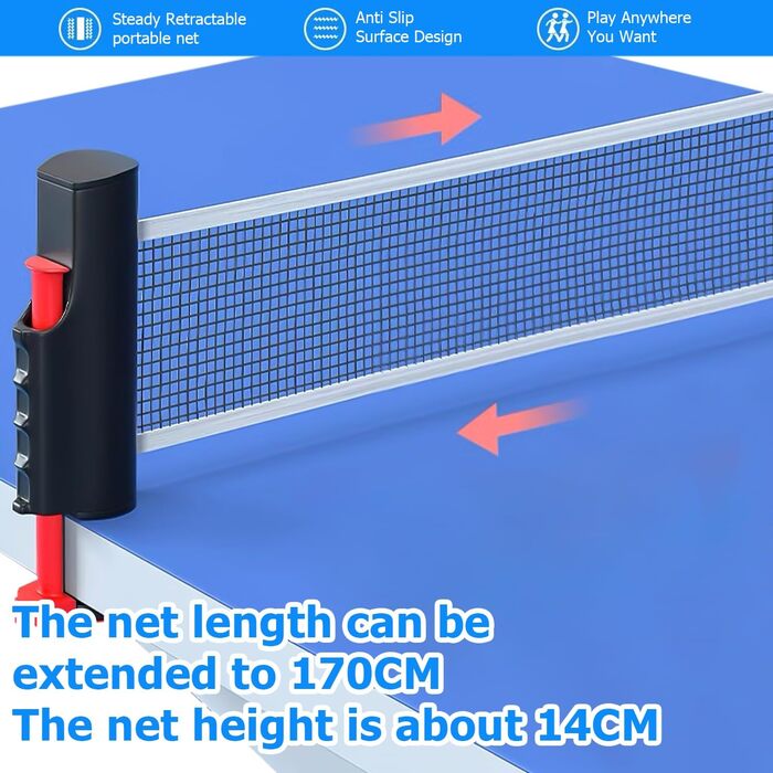 HOMURY Набір для настільного тенісу: 2 ракетки, сітка, 3 м'ячі, сумка, для гри в приміщенні та на вулиці, дитячий та дорослий