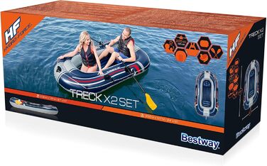 Надувний човен Bestway Hydro-Force Treck X2 для 2 осіб, 255x127x36 см, комплект весла та насос