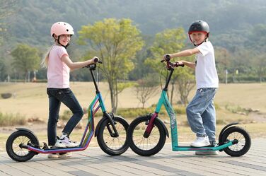 Самокат дитячий STAR SCOOTER City Kick Scooter 16 дюймів, з повітряними колесами, регульована висота, м'ятний колір