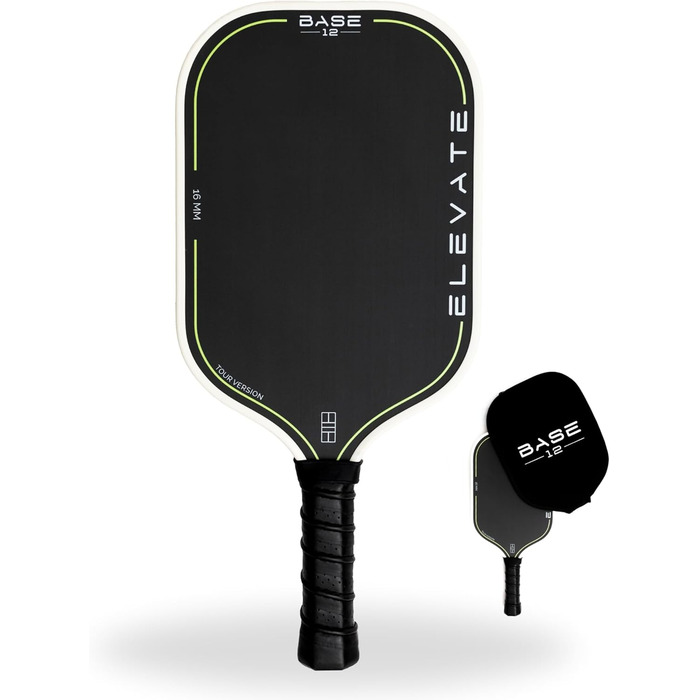 BASE12 Піклбол Шляк Карбон – Преміум Ракетка 16 мм, Шорстка Поверхня для Контролю та Обертання – Ідеально для Початківців та Професіоналів