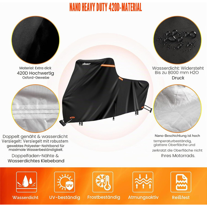 Водонепроникний чохол для мотоцикла Outdoor 420D (3XL 276x111x142 см) — захист від дощу, снігу, пилу та UV-променів, преміум-якість для Touring моделей