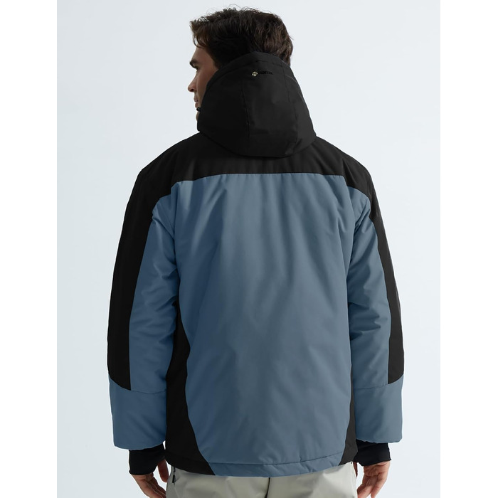 Чоловіча водонепроникна лижна куртка GEMYSE з флісовою підкладкою, вітрозахисна, зимова куртка з капюшоном (S, чорний/сірий)