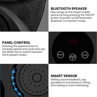 Електронний музичний бокс-тренажер MAGIC SELECT для стіни з LED підсвіткою, Bluetooth, рукавичками, 2 режими, 43x43x5 см