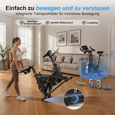 YPOO Велотренажер для дому, тихий велотренажер з регульованим магнітним опором, велотренажер для кардіотренувань з комфортним сидінням, тримачем для планшета, LED-монітором, до 160 кг, чорний