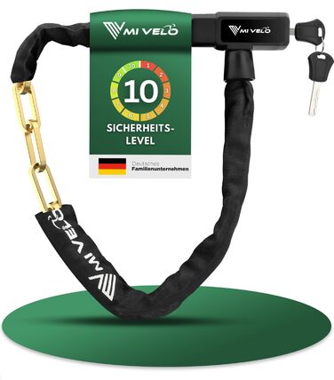 Замок для велосипеда MIVELO з ланцюгом, висока безпека, 85 см, ланцюговий замок для E-bike, MTB та шосе, з ключем