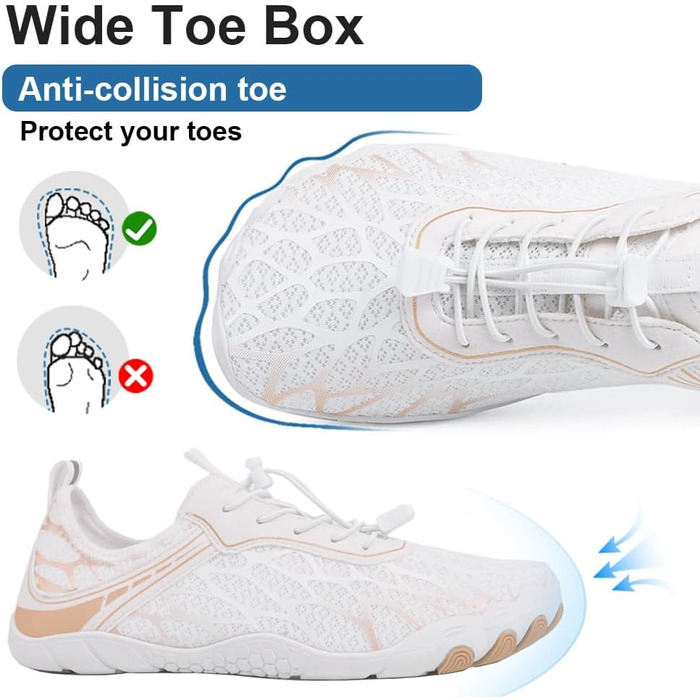 Взуття Barfuss для жінок та чоловіків: дихаючі шкарпетки-кросівки для плавання та відпочинку на пляжі, розмір 36-46 EU (42 EU, білий рожевий)