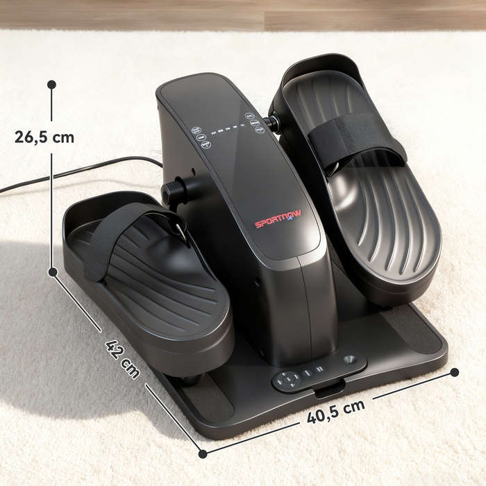 Міні-тренажер для ніг SportNow, 12 швидкостей, LED-дисплей, пульт дистанційного керування, нековзне покриття, портативний, металевий, пластиковий, чорний