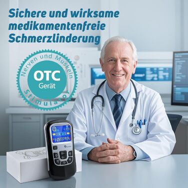 Пристрій TENS для терапії болю, EMS, 2 канали, 25 режимів, 50 рівнів інтенсивності, 10 електродів (чорний)