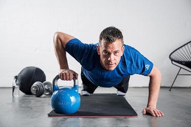 TITAN LIFE PRO Гиря для кросфіту 12 кг, сталева, професійна, з великою основою, для змагань, синя