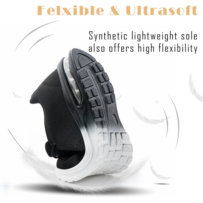 Спортивні кросівки Hitmars для чоловіків та жінок з повітряною подушкою, розмір 36-48, 44 EU, чорно-білі