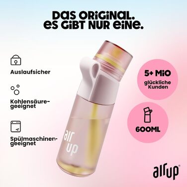 Пляшка для води air up Twist Pro 600 мл фіолетова з ароматом Pink Crush + 5 аромакапсул без цукру для школи, спорту, фітнесу