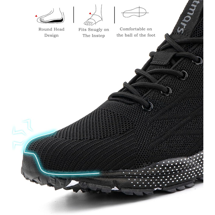 Кросівки Hitmars для чоловіків та жінок. Потужні спортивні кросівки для бігу та занять спортом. Чорний колір, розміри 36-48 EU. Модель N1