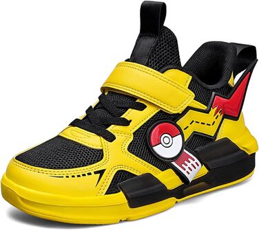 Дитячі кросівки для бігу: спортивні, дихаючі, на липучці, розмір 27-39, чорно-жовті