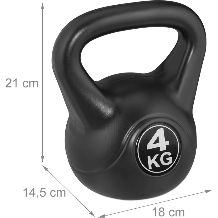 Kettlebell Relaxdays пластиковий, різні ваги, чорний, для фітнесу, для чоловіків і жінок