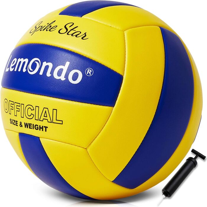 Волейбольний м'яч Lemondo PU для пляжного волейболу, м'який, водостійкий, з насосом. Підходить для гри та тренувань в приміщенні та на пляжі. Жовтий колір.