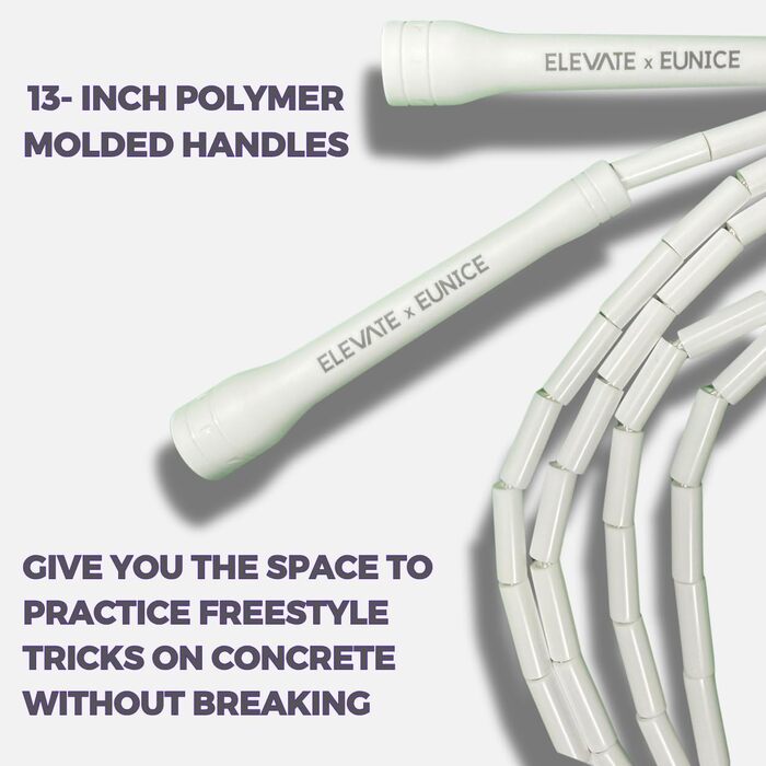 Стрибкова скакалка Elevate Beaded - професійна з регульованою довжиною до 3 м, товщина шнура 3 мм, вага 0.1 кг. (Білий/Жовтий/Помаранчевий/Червоний)