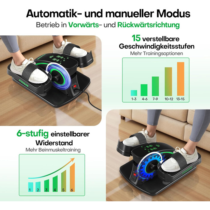 Еліптичний тренажер під стіл, компактний електричний велотренажер для ніг, 15 рівнів швидкості, тихий, для літніх людей