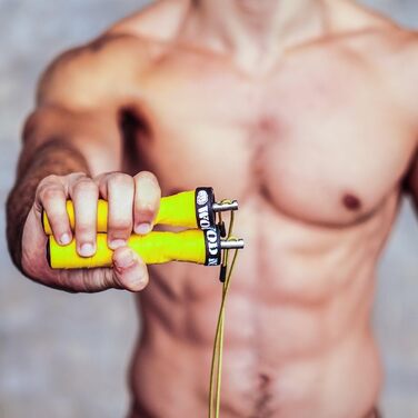 Стрибкове кабель WOD Nation для швидких стрибків: регульоване тренувальне обладнання з двома кабелями. В комплекті: товстий (жовтий) та легкий 11-футовий кабель
