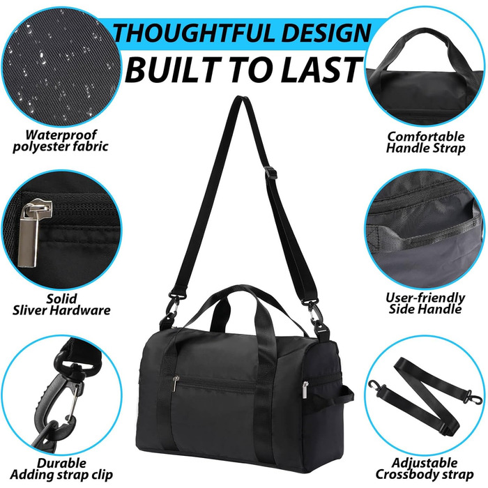 Спортивна сумка DAYGOS для чоловіків, дорожня сумка з відділенням для взуття та мокрих речей, водонепроникна. Ідеальна для спорту, тренувань, залу та подорожей (20 л)