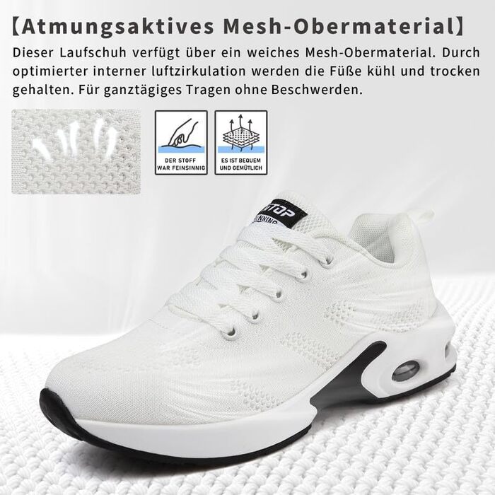 Жіночі кросівки для бігу та ходьби: дихаючі, з амортизацією, антиковзаючі, для залу та вулиці, білі, 37 EU
