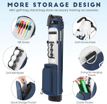 Сумка для гольфу Findway з регульованими плечовими ременями, 2-вегевий роздільник, 2 кишені, легка, для чоловіків та жінок, блакитна